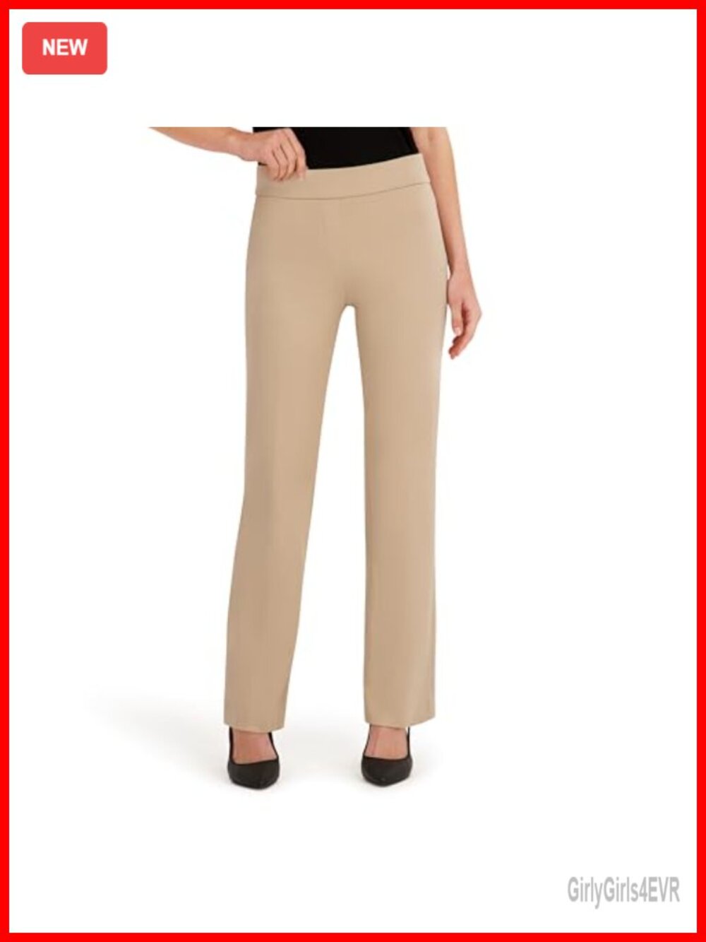 Pull-On Trouser Pant Mid Rise Straight Leg Business Casual
